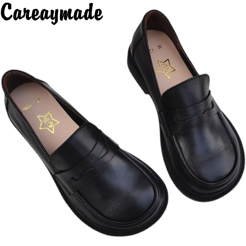 Leather Work Heels - Careaymade-Vrouwen Casual Schoenen Slip Op Oxford