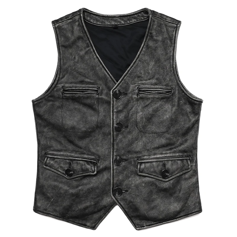 Leather Work Vest For Men - Nieuwe Gery Vintage lederen vest man