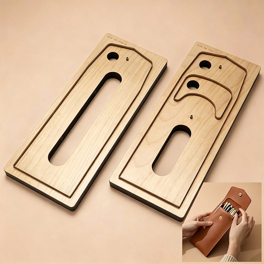 Leatherwork Accessories - Leren snijgereedschap pennenzak model mal brillentas