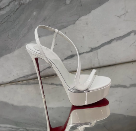 Leather Work Heels - Metallic leren platform stiletto sandalen sexy