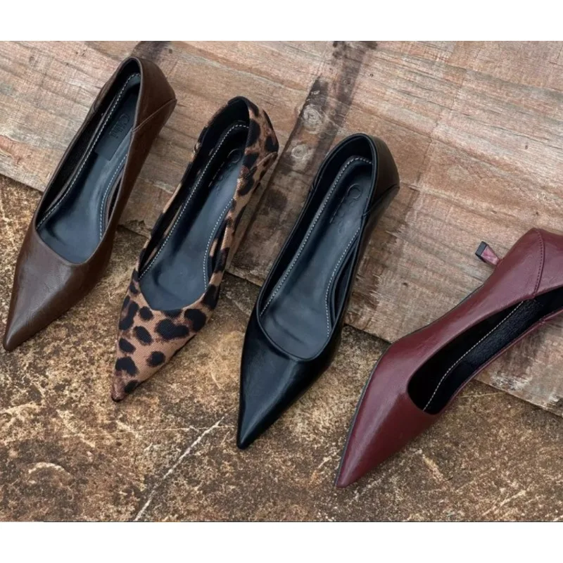 Leather Work Heels - 2024 Vrouwen Sexy Hoge Hakken Bordeaux