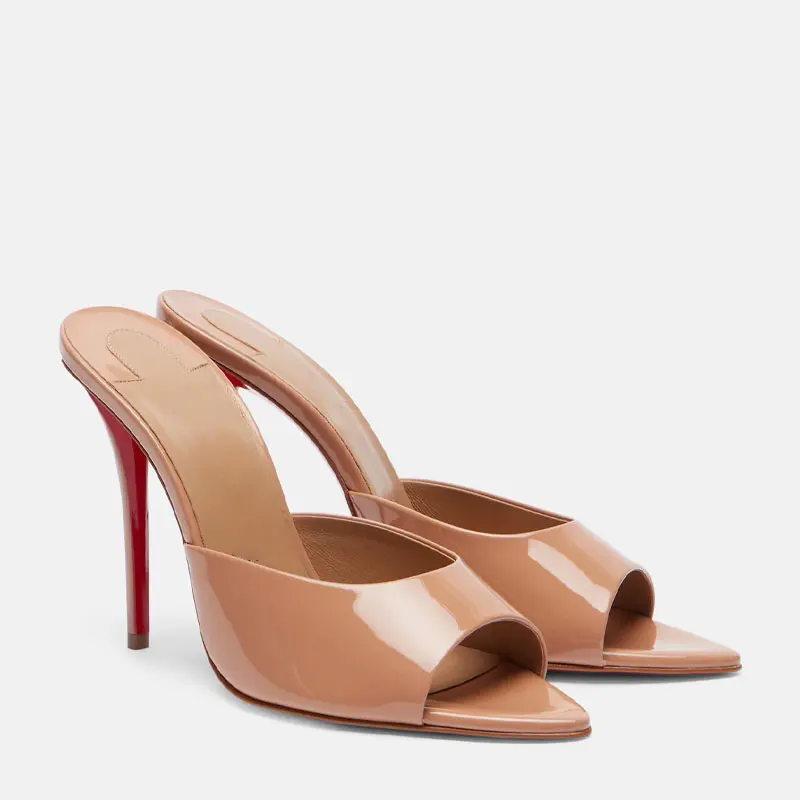 Leather Work Heels - Schoenen voor Dames Nieuwe Puntige Open