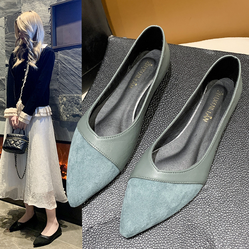Leather Work Heels - Platte zwarte leren schoenen voor dames