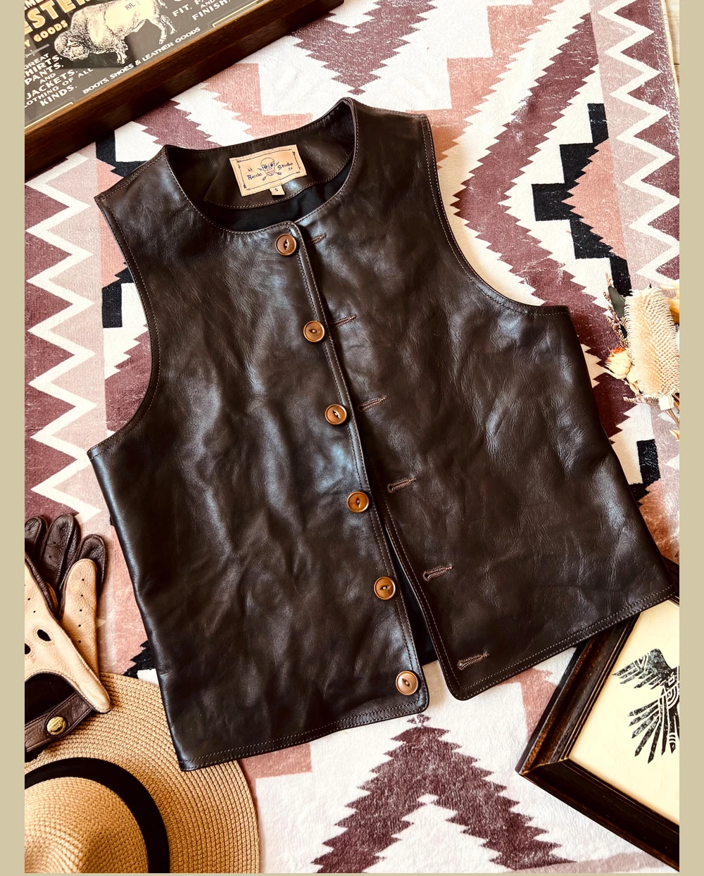 Leather Work Vest For Men - Jr! Gratis Verzending. Japans Vintage Leren