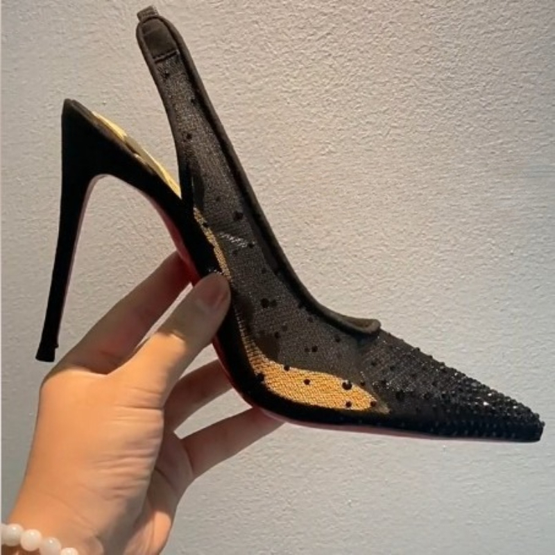 Mesh strass achterkant open st - Leather Work Heels recensie en prijs