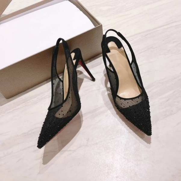 Mesh strass achterkant open st - Leather Work Heels recensie en prijs