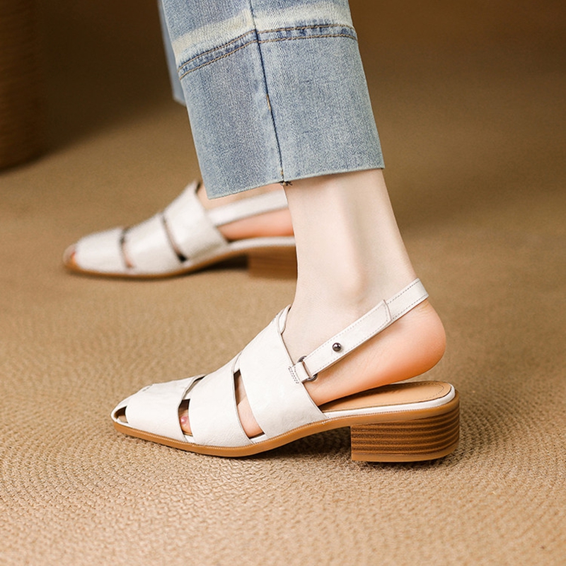 NIEUWE Zomer Vrouwen Sandalen  - Leather Work Heels recensie en prijs