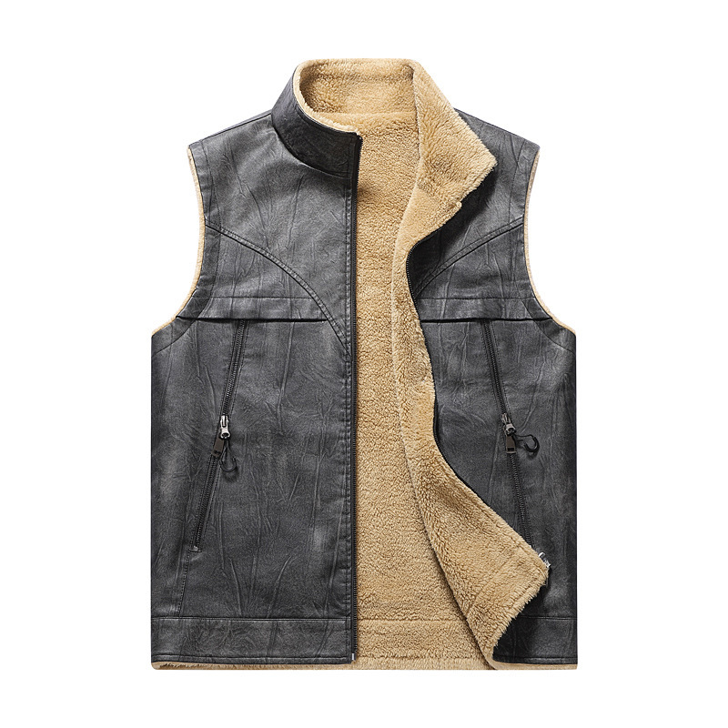 Herfst en winter nieuw pluche  - Leather Work Vest For Men recensie en prijs