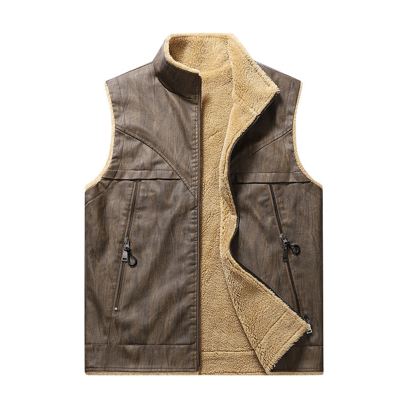 Herfst en winter nieuw pluche  - Leather Work Vest For Men recensie en prijs