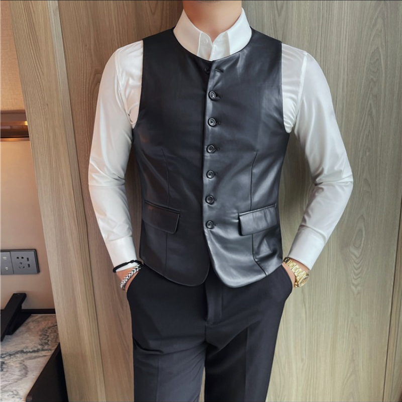 2025 Herfst mannen Casual Lede - Leather Work Vest For Men recensie en prijs