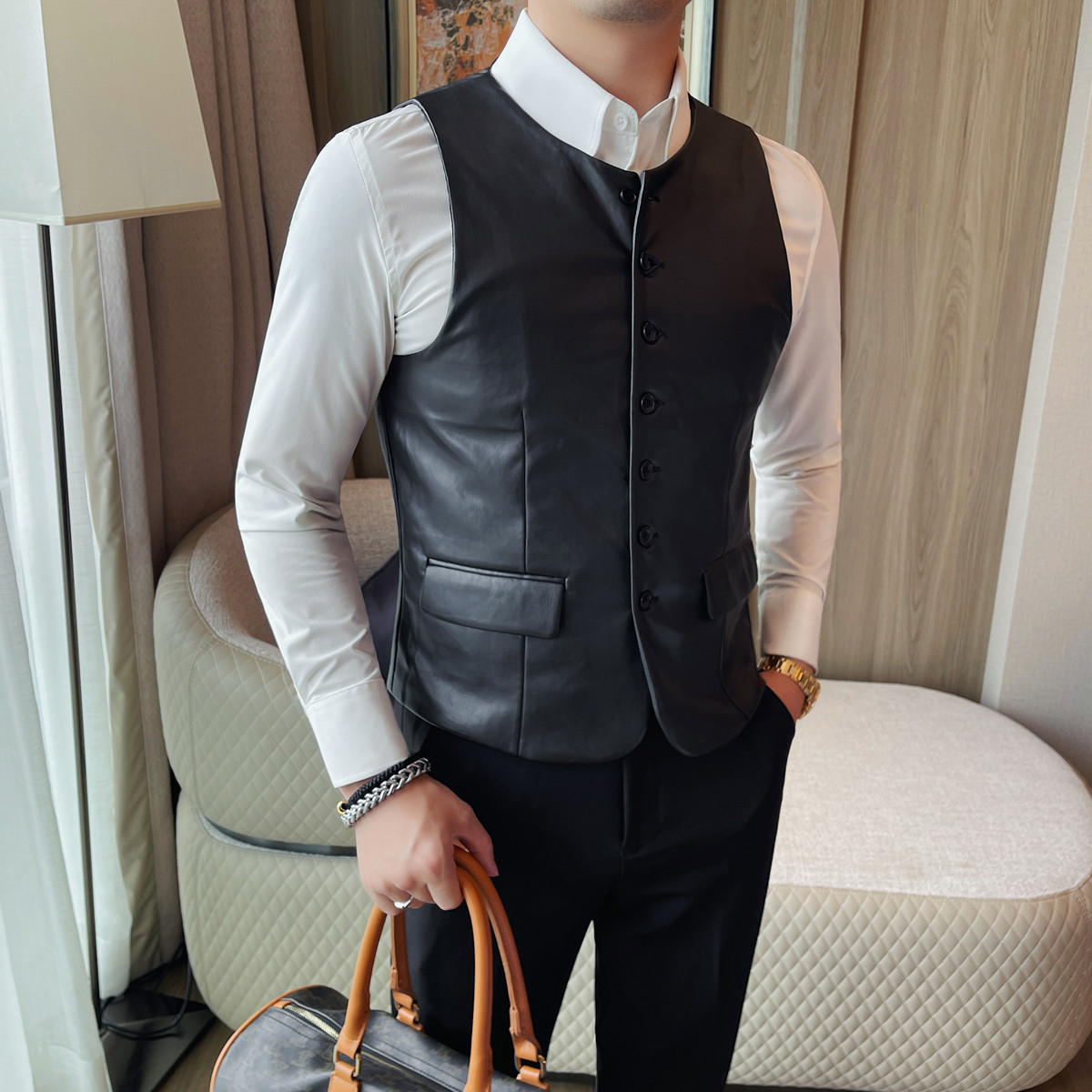 2025 Herfst mannen Casual Lede - Leather Work Vest For Men recensie en prijs