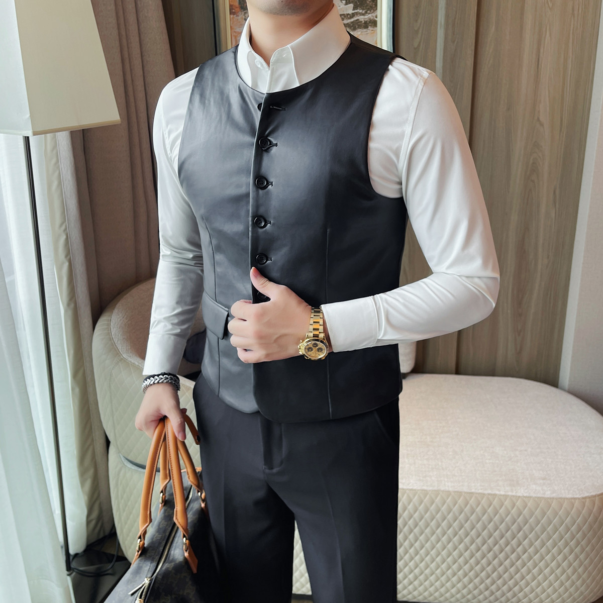 2025 Herfst mannen Casual Lede - Leather Work Vest For Men recensie en prijs