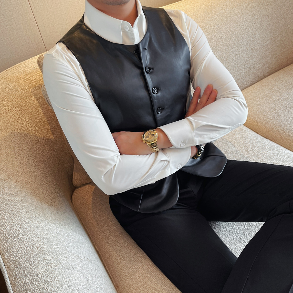 2025 Herfst mannen Casual Lede - Leather Work Vest For Men recensie en prijs